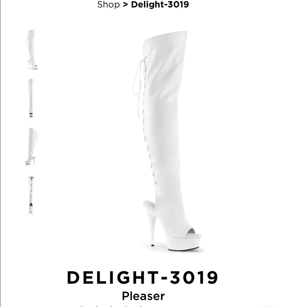 White Pleaser Thigh High Boots